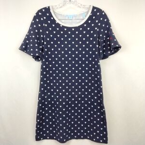 Draper James Bell Short Sleeve Knee Length Dress Navy White Heart Print Sz. XS